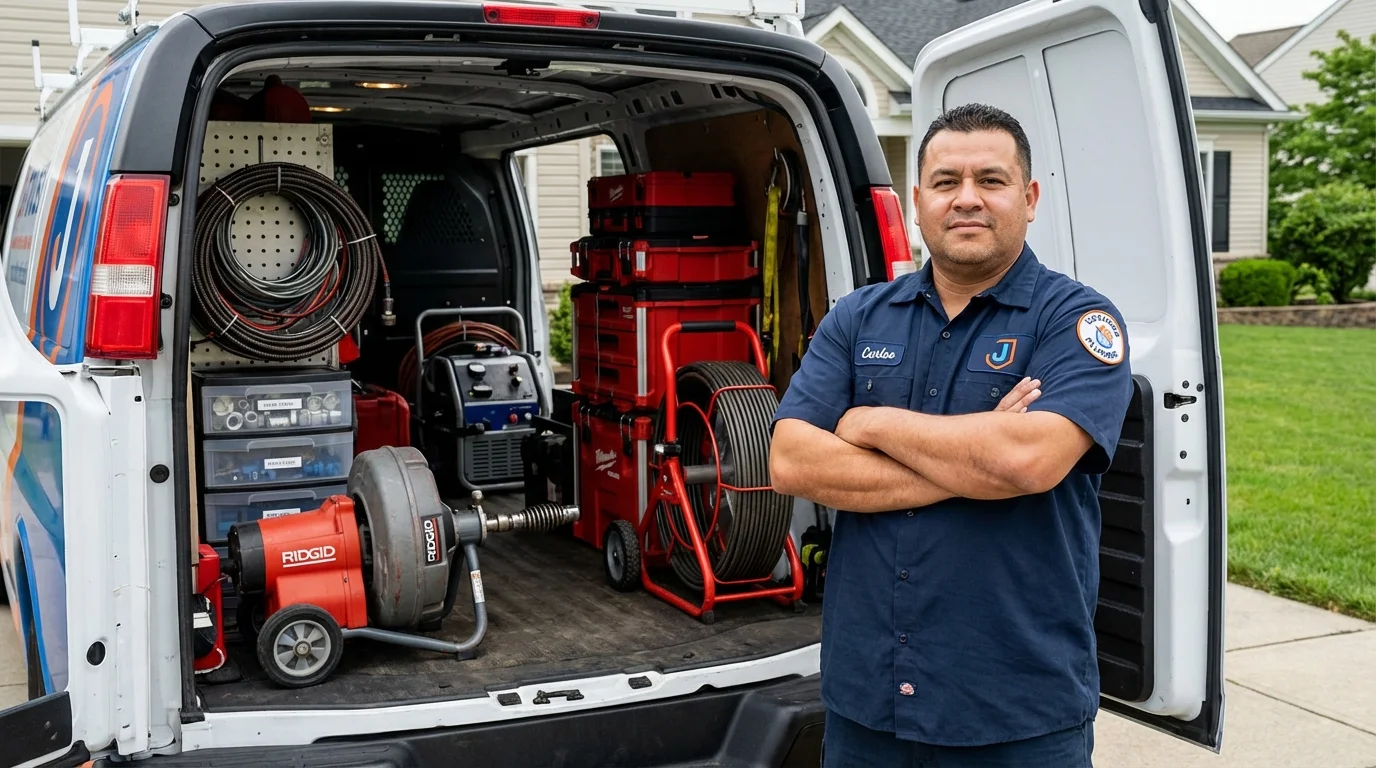 Professional drain cleaning equipment and Johns Plumbing LLC plumber in Bayou La Batre