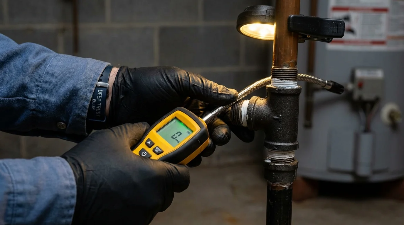 Gas leak detection with electronic sniffer by Johns Plumbing LLC in Bayou La Batre