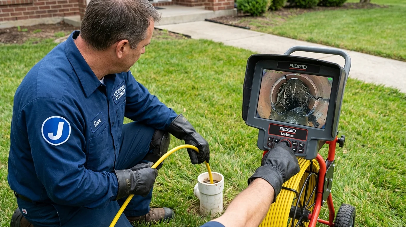 Sewer camera inspection being performed by Johns Plumbing LLC in Bayou La Batre