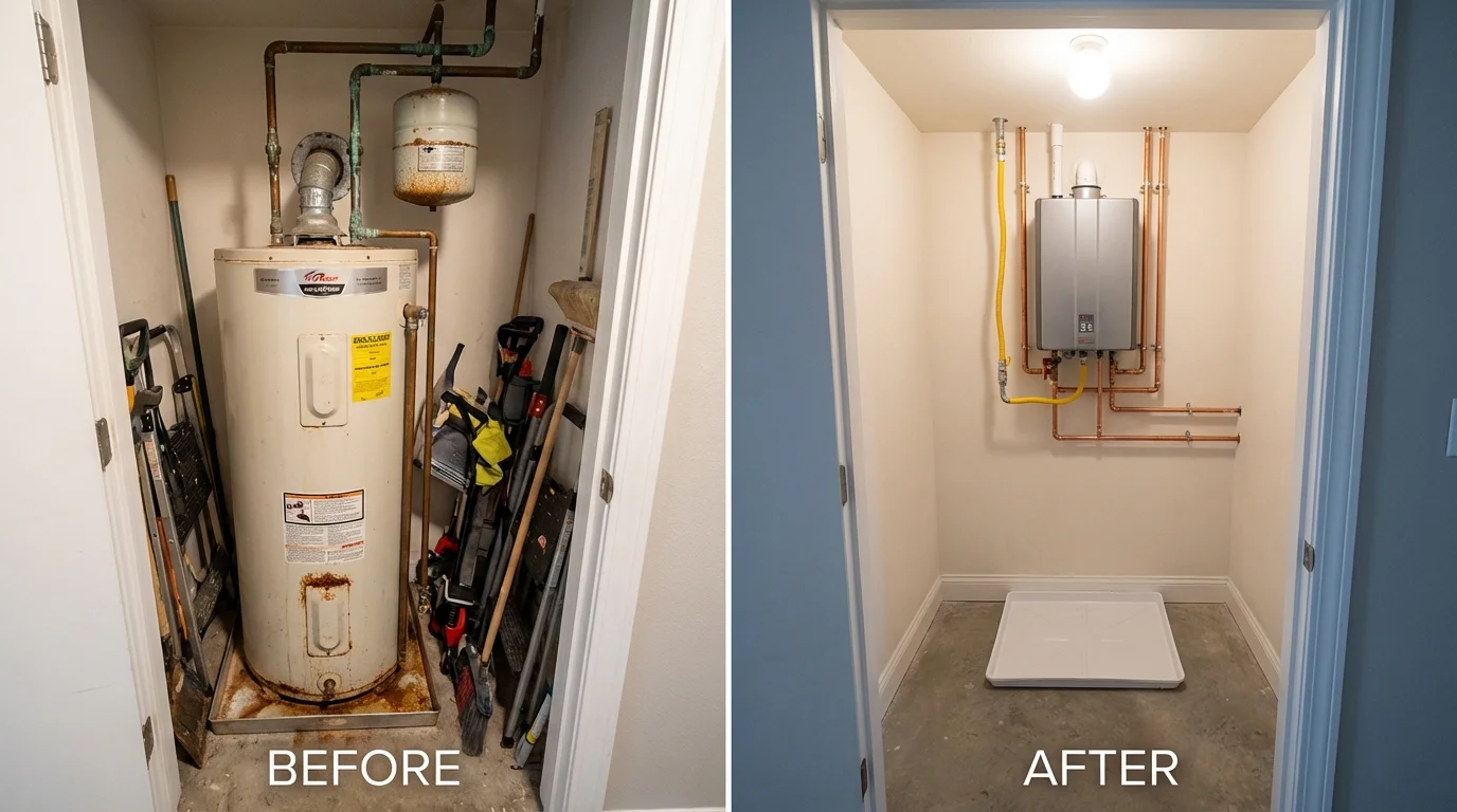 Tank water heater versus wall-mounted tankless unit comparison for Bayou La Batre, AL homeowners