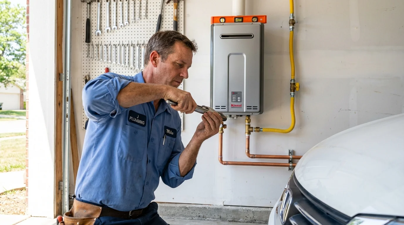 Tankless water heater installation by a Johns Plumbing LLC plumber in Bayou La Batre